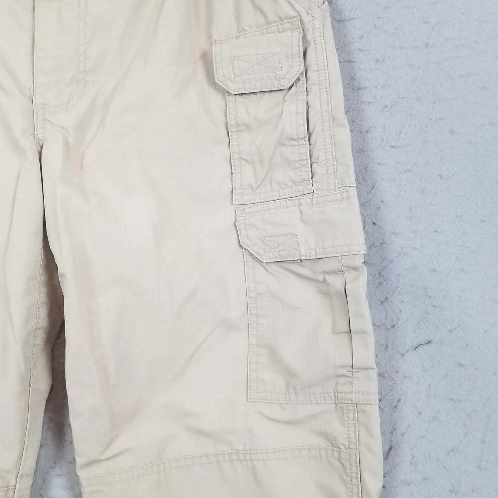 5.11 Tactical Pants Mens 34x36 Beige Cargo Ripstop Elastic Waist Outdoor Hiking